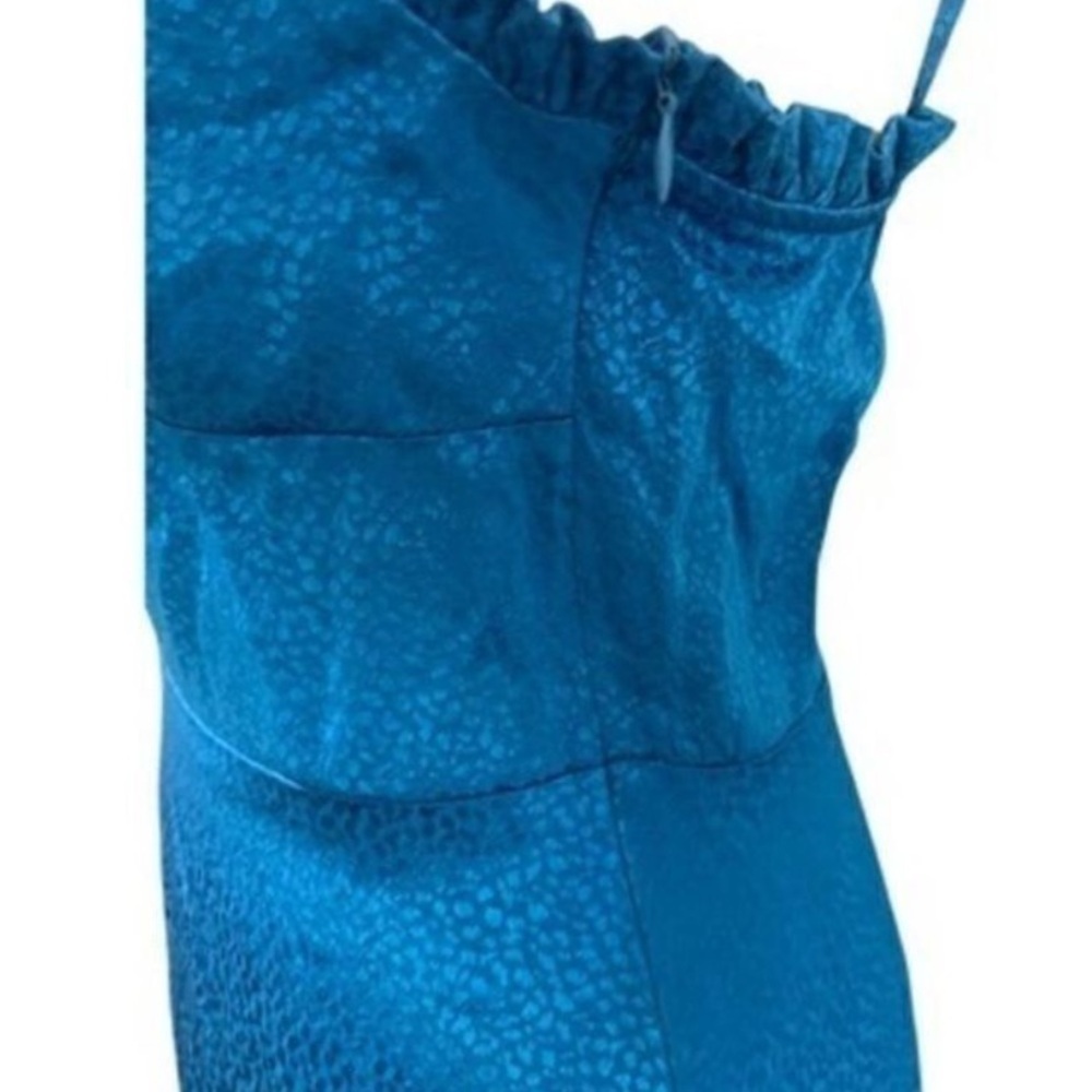 Zara Womens Blue Satin Fit and Flare Mini Dress Size S - Picture 6 of 10